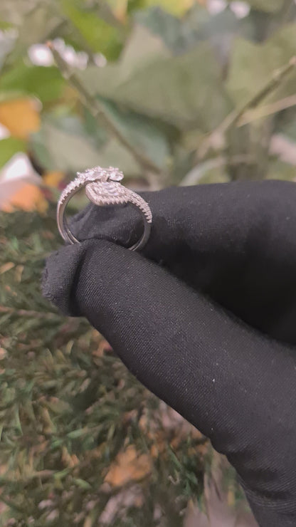 Sterling Silver 925 Double Cluster Ring - FKJRNSL10767