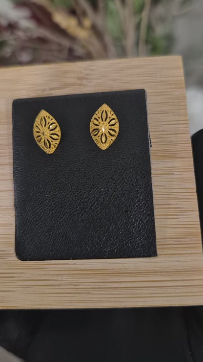 Gold Classic Earrings 21KT - FKJERN21KM12074