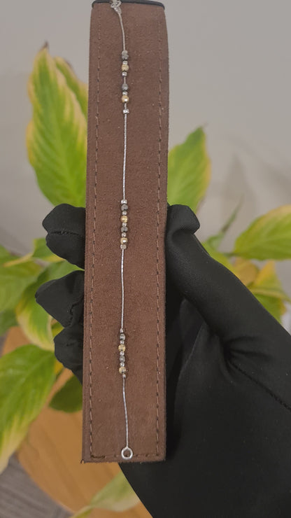 Sterling Silver 925 Two Tone Beaded Bracelet - FKJBRLSL10541