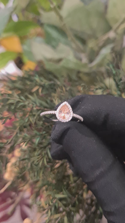 Sterling Silver 925 Halo Pink Ring - FKJRNSL10740