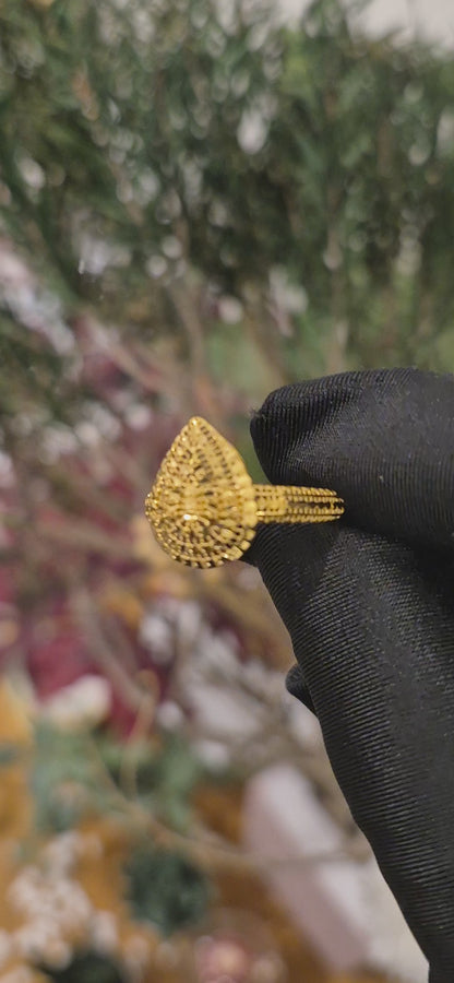 Gold Teardrop Statement Ring 21KT - FKJRN21KM11243