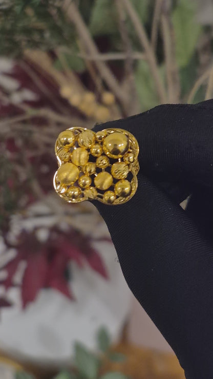 Gold Cluster Beads Ring 21KT - FKJRN21KM11957