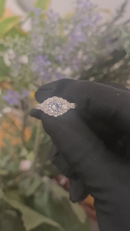 Sterling Silver 925 Ornate Diamond Ring - FKJRNSL10809