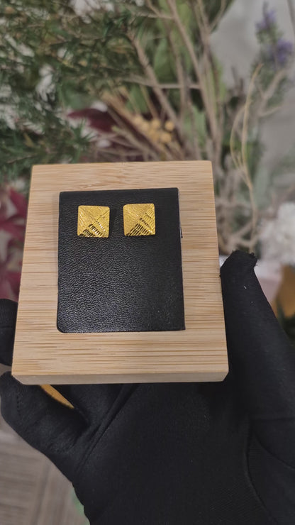 Gold Square Earrings 21KT - FKJERN21KM12058