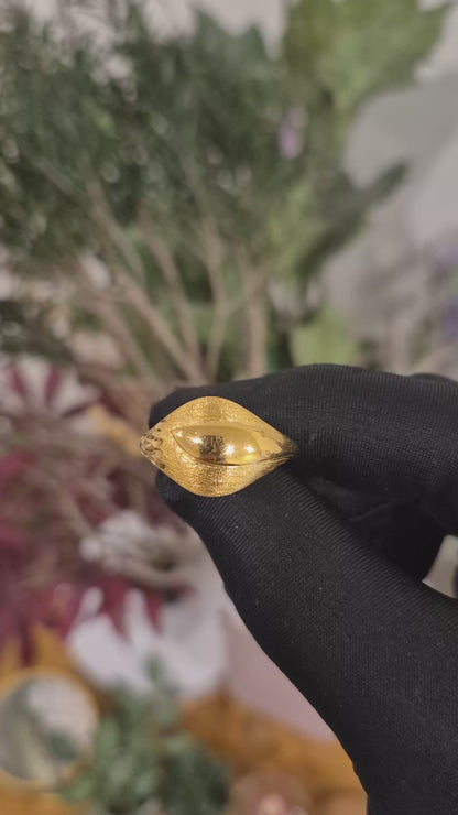Gold Bold Crescent Ring 21KT - FKJRN21KM11981