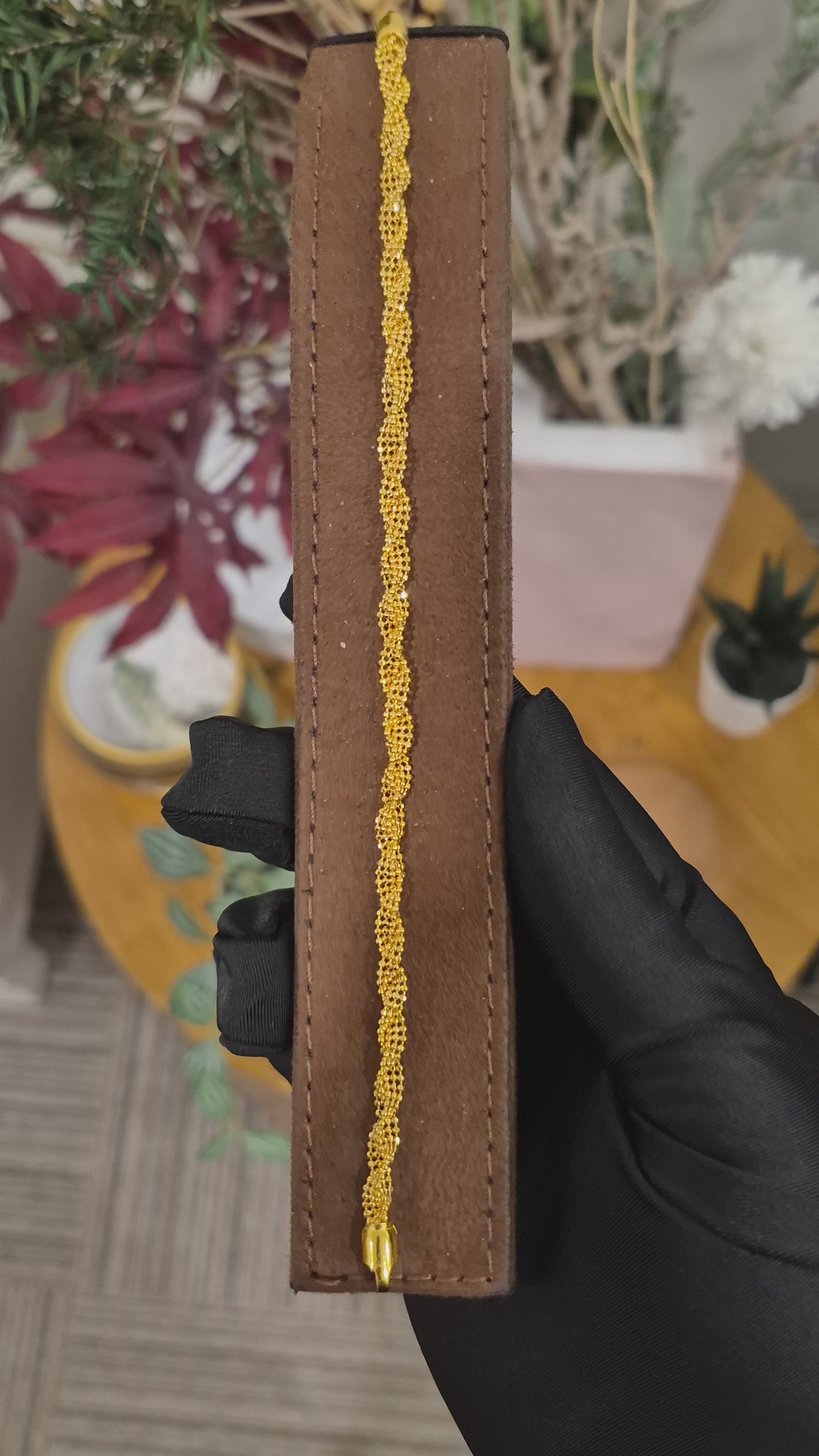 Gold Twisted Bracelet 21KT - FKJBRL21KM12180