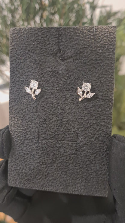 Sterling Silver 925 Flora Spark Earrings - FKJERNSL10835