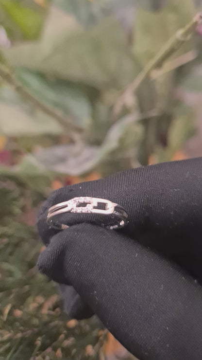 Sterling Silver 925 Link Diamond Ring - FKJRNSL10739