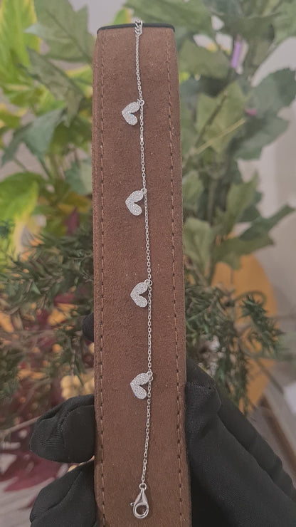 Sterling Silver 925 Love Hearts Bracelet - FKJBRLSL10686