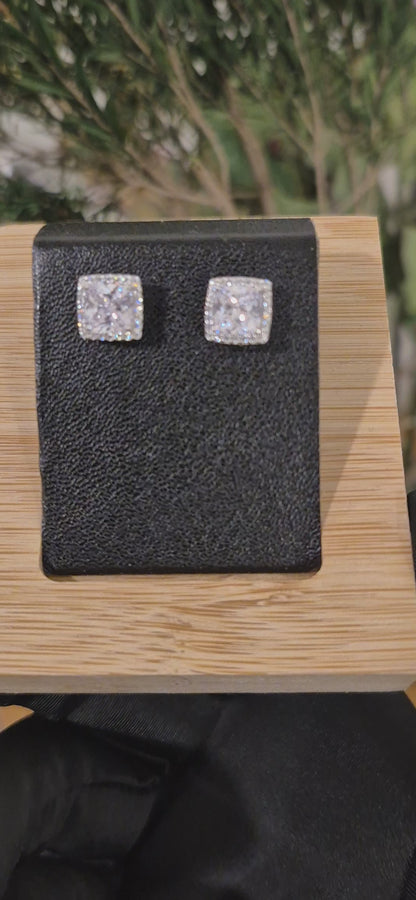 Sterling Silver 925 Cushion Cut Earrings - FKJERNSL11108