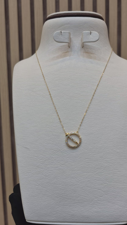 Gold Necklace (Chain with Hollow Circle Shaped Pendant) 21KT - FKJNKL21KM9583