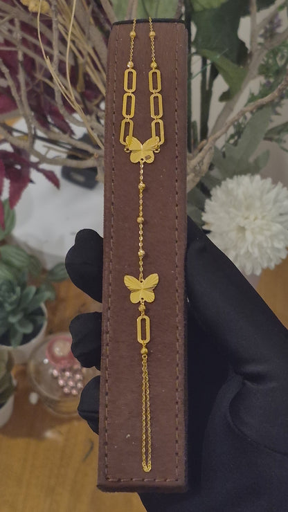 Gold Butterfly Shaped Bracelet 21KT - FKJBRL21KM11734