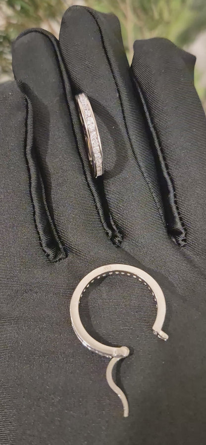 Sterling Silver 925 Crystal Studded Hoop Earrings - FKJERNSL11101