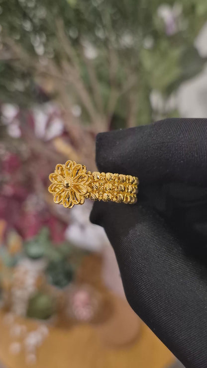 Gold Floral Design Ring 21KT - FKJRN21KM11783