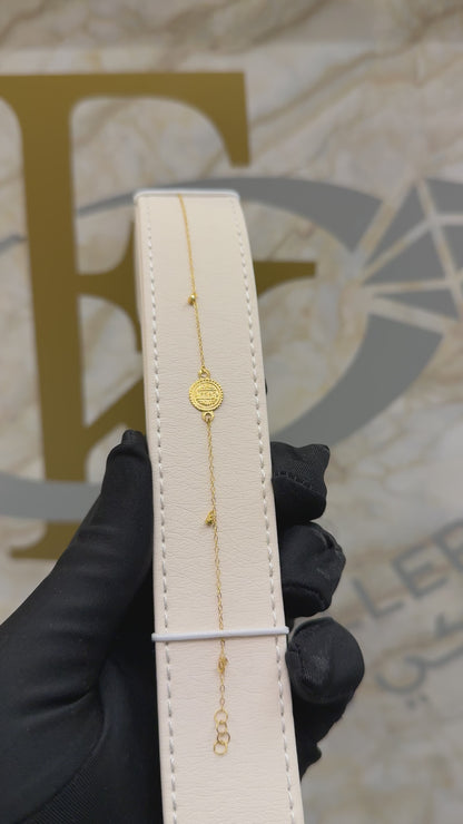 Gold Coin Shaped Bracelet 21KT - FKJBRL21KM9544