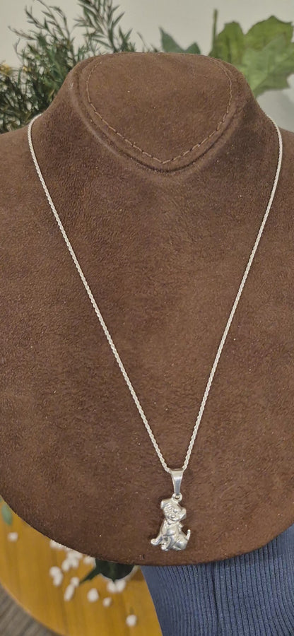 Sterling Silver 925 Dog Motif Necklace (Chain with Pendant) - FKJNKLSL11091