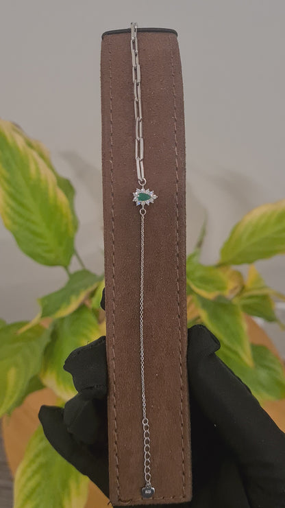 Sterling Silver 925 Emerald Accent Bracelet - FKJBRLSL10539