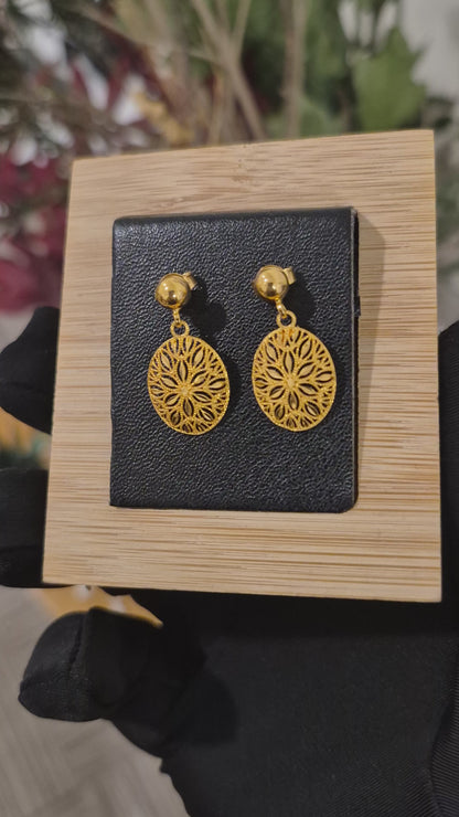Gold Turkish Design Earrings 21KT - FKJERN21KM11739