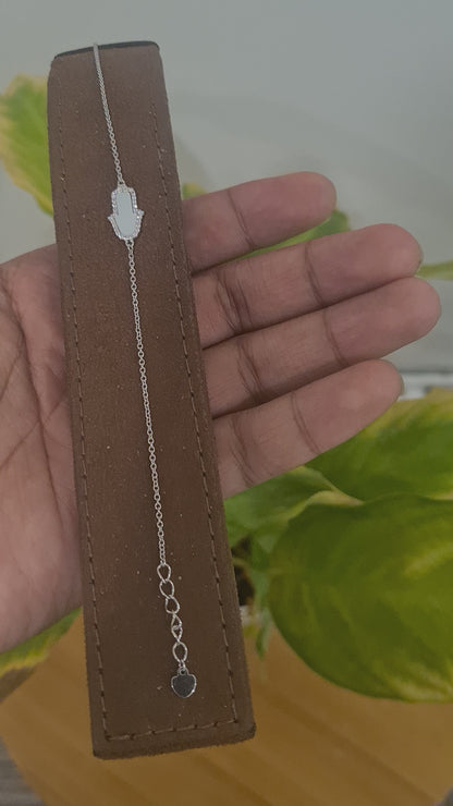 Sterling Silver 925 White Hamsa Bracelet - FKJBRLSL10590