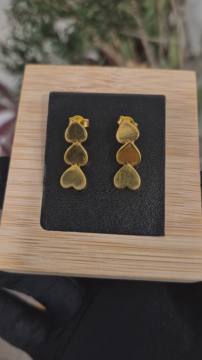 Gold Heart Shape Hanging Earrings 21KT - FKJERN21KM12054