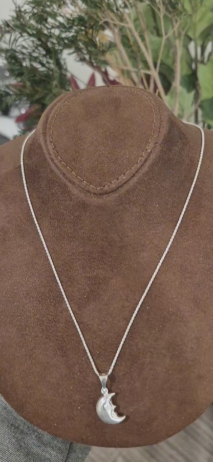 Sterling Silver 925 Half Moon Necklace (Chain with Pendant) - FKJNKLSL11118