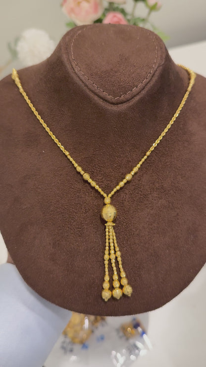 Gold Textured Bead Necklace 21KT - FKJNKL21KM10332