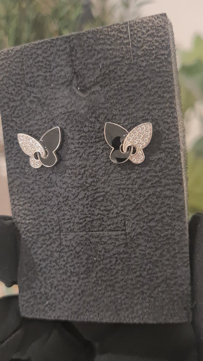 Sterling Silver 925 Ebon Wing Earrings - FKJERNSL10828