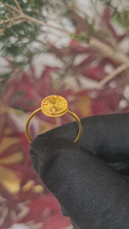 Gold Oval Shaped Ring 21KT - FKJRN21KM10484