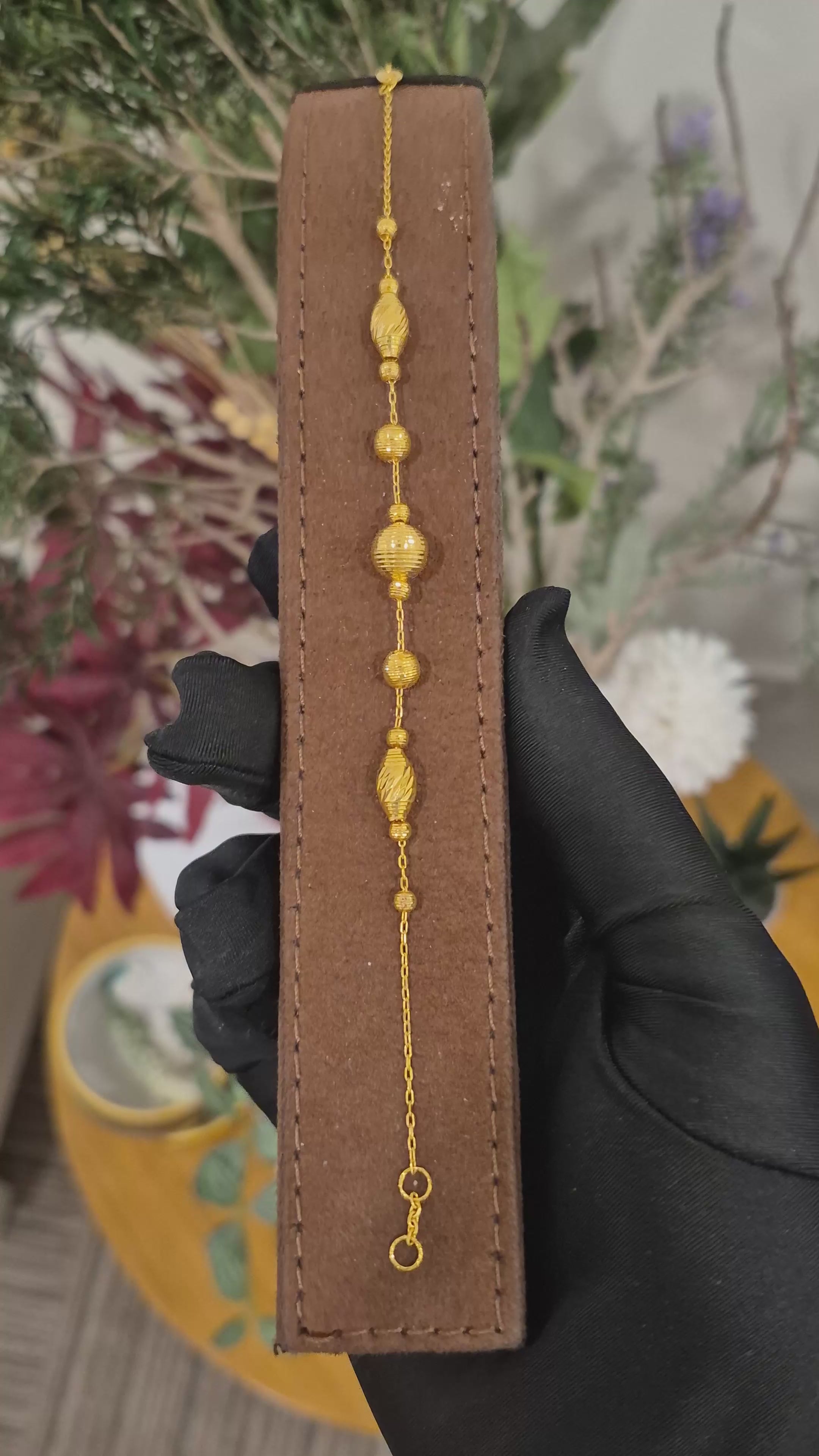 Gold Beaded Bracelet 21KT - FKJBRL21KM11995