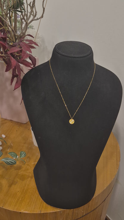 Gold Medallion Round Pendant Necklace 21KT - FKJNKL21KM12273