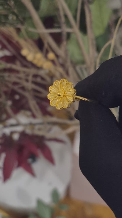 Gold Flower Design Ring 21KT - FKJRN21KM11969