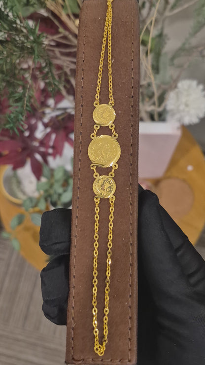 Gold Triple Coin Bracelet 21KT - FKJBRL21KM11632