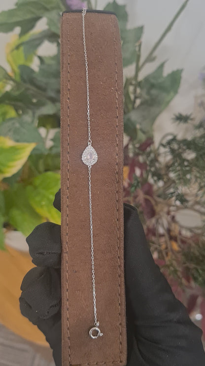 Sterling Silver 925 Pink Halo Charm Bracelet - FKJBRLSL10639