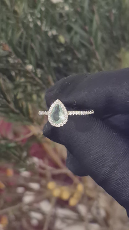 Sterling Silver 925 Blue Aqua Stone Ring - FKJRNSL10975