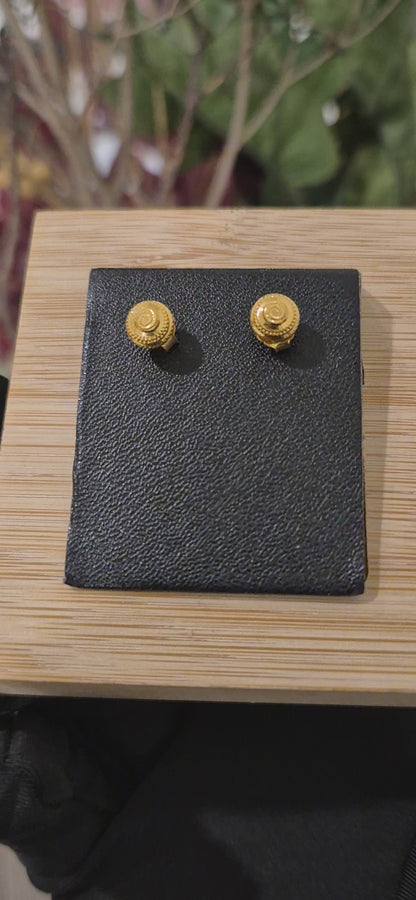 Gold Classic Textured Earrings 21KT - FKJERN21KM11607