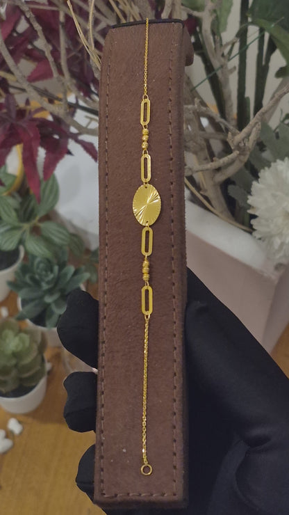 Gold Oval Shaped Bracelet 21KT - FKJBRL21KM11735