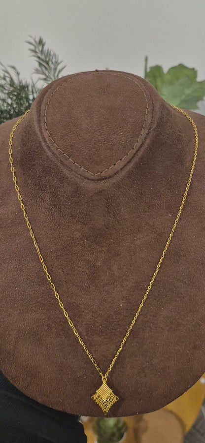 Gold Geometric Drop Necklace 21KT - FKJNKL21KM11226