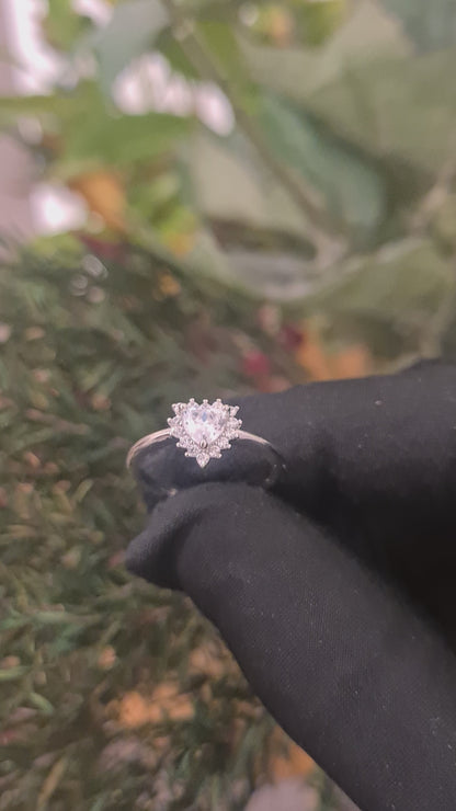 Sterling Silver 925 Dazzling Halo Ring - FKJRNSL10797