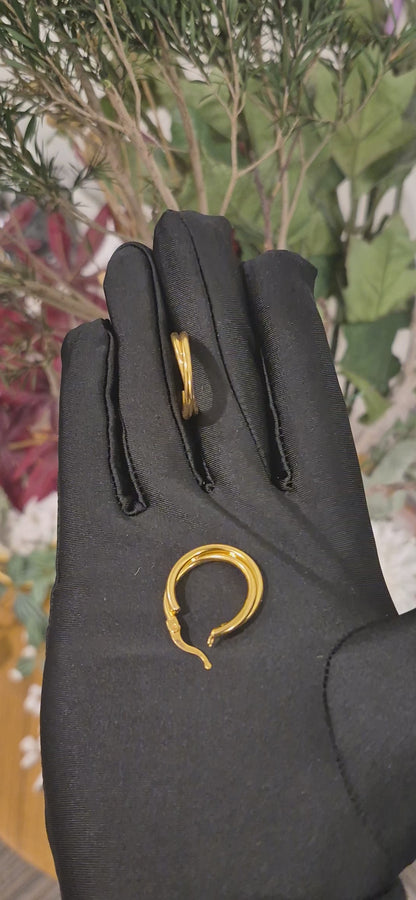 Gold Stylish Layered Hoop Earrings 21KT - FKJERN21KM11269