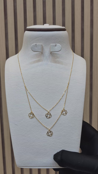 Gold Flower Shaped Necklace 21KT - FKJNKL21KM9558