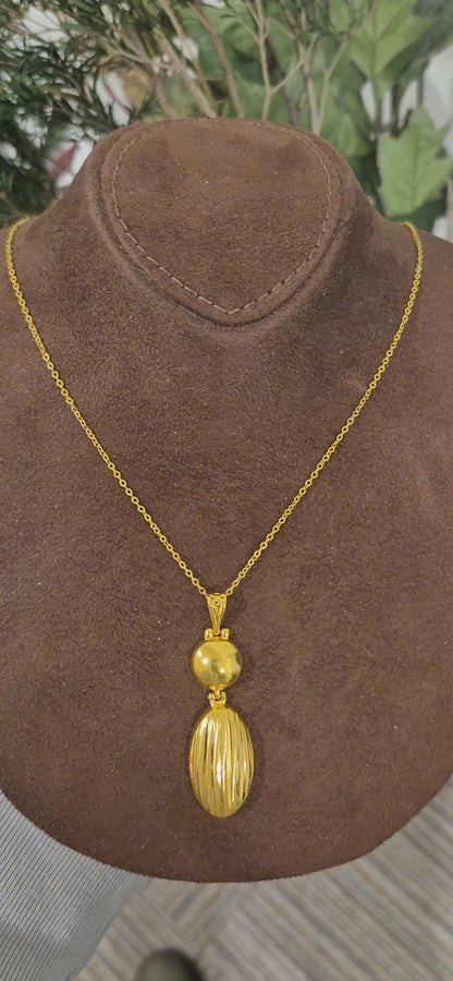 Gold Long Drop Necklace 21KT - FKJNKL21KM11312