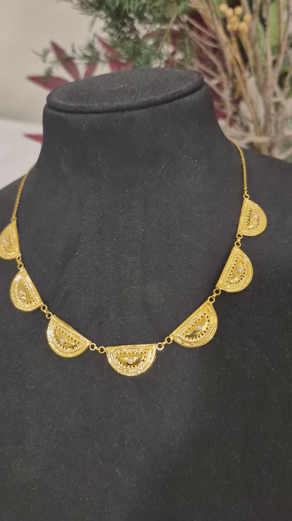 Gold Half Moon Necklace 21KT - FKJNKL21KM12090