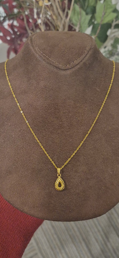 Gold Teardrop Necklace 21KT - FKJNKL21KM11363