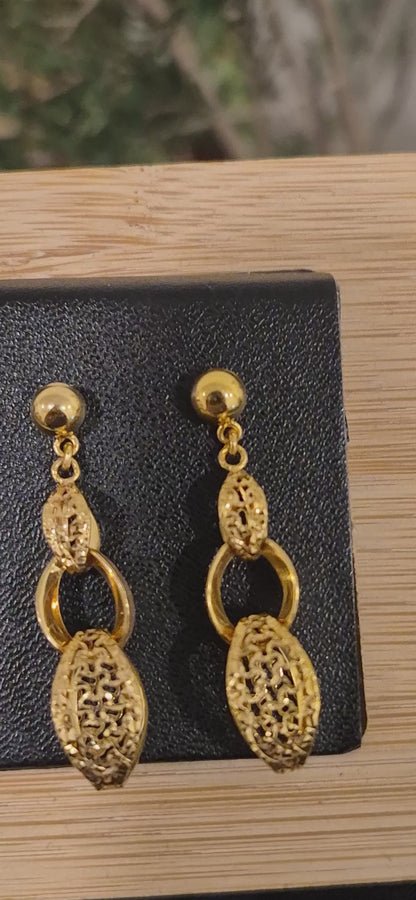Gold Turkish Design Hanging Earrings 21KT - FKJERN21KM11820