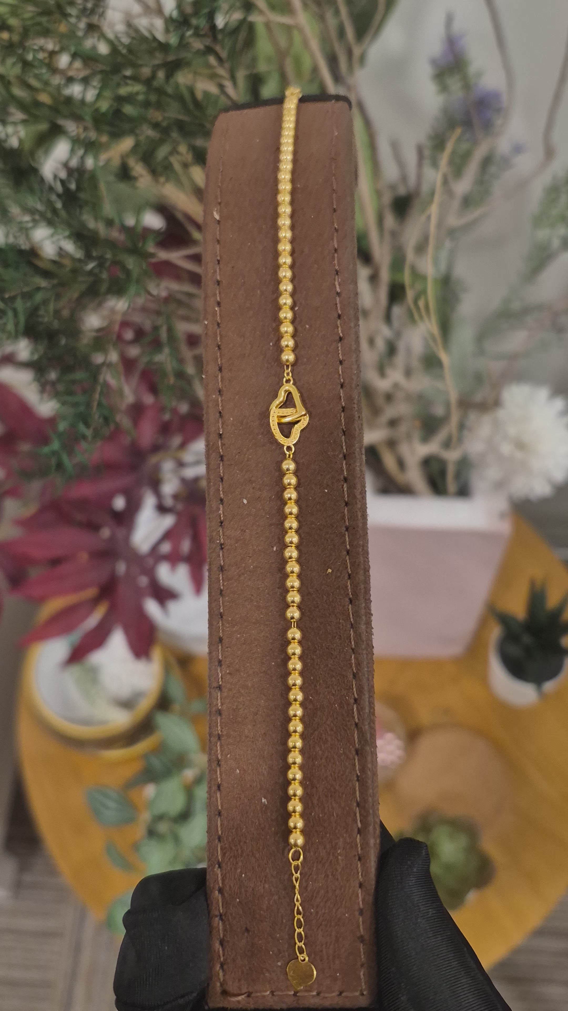 Gold Inter-Linked Heart Bracelet 21KT - FKJBRL21KM12153