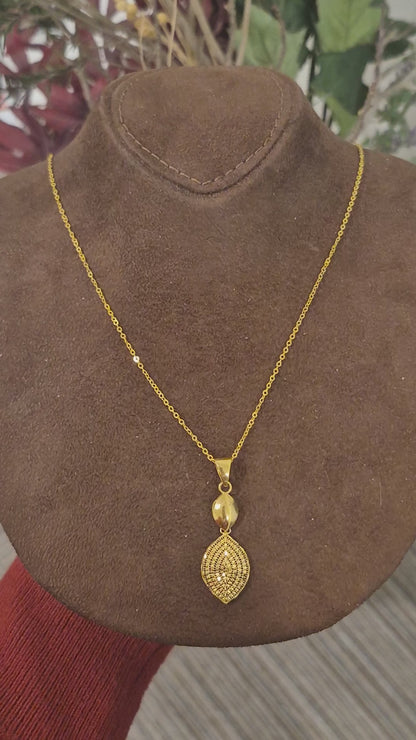 Gold Mesh Drop Necklace 21KT - FKJNKL21KM11358