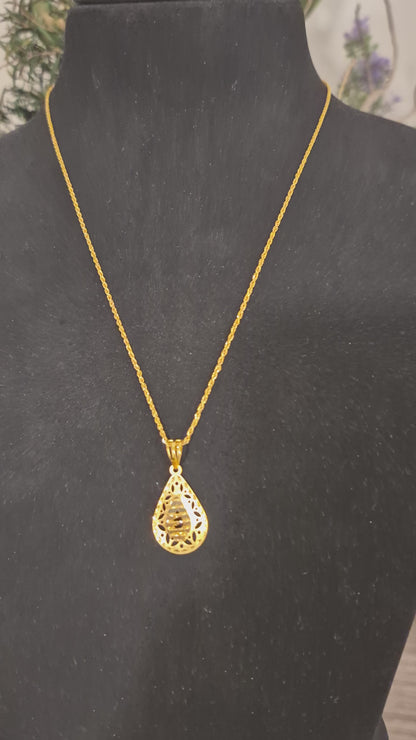 Gold Necklace (Chain with Turkish Design Pendant) 21KT - FKJNKL21KM12023