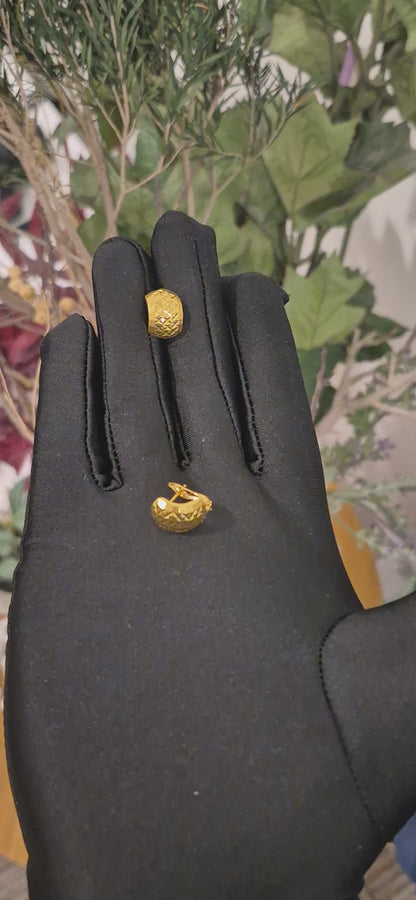 Gold Faceted Earrings 21KT - FKJERN21KM11390