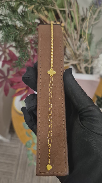 Gold Clover Leaf Bracelet 21KT - FKJBRL21KM12159
