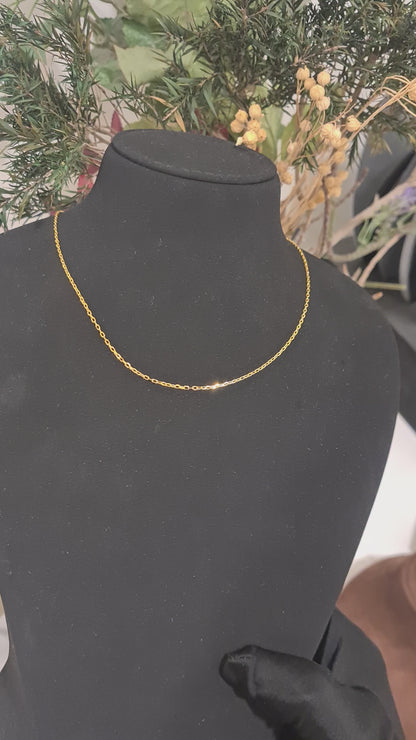 Gold Thin Interlink Chain 21KT - FKJCN21KM10427